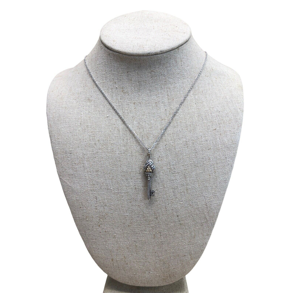 RCI 14k & Sterling Diamond Heart Victorian Key Pendant With Chain 20’